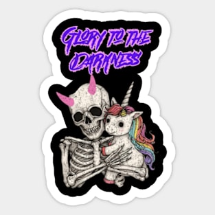 Glory to the Darkness Pastel Goth Skeleton Unicorn Sticker